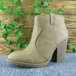 Soda Women Ankle Boots Beige Synthetic Zip Size‎ 7.5 Medium